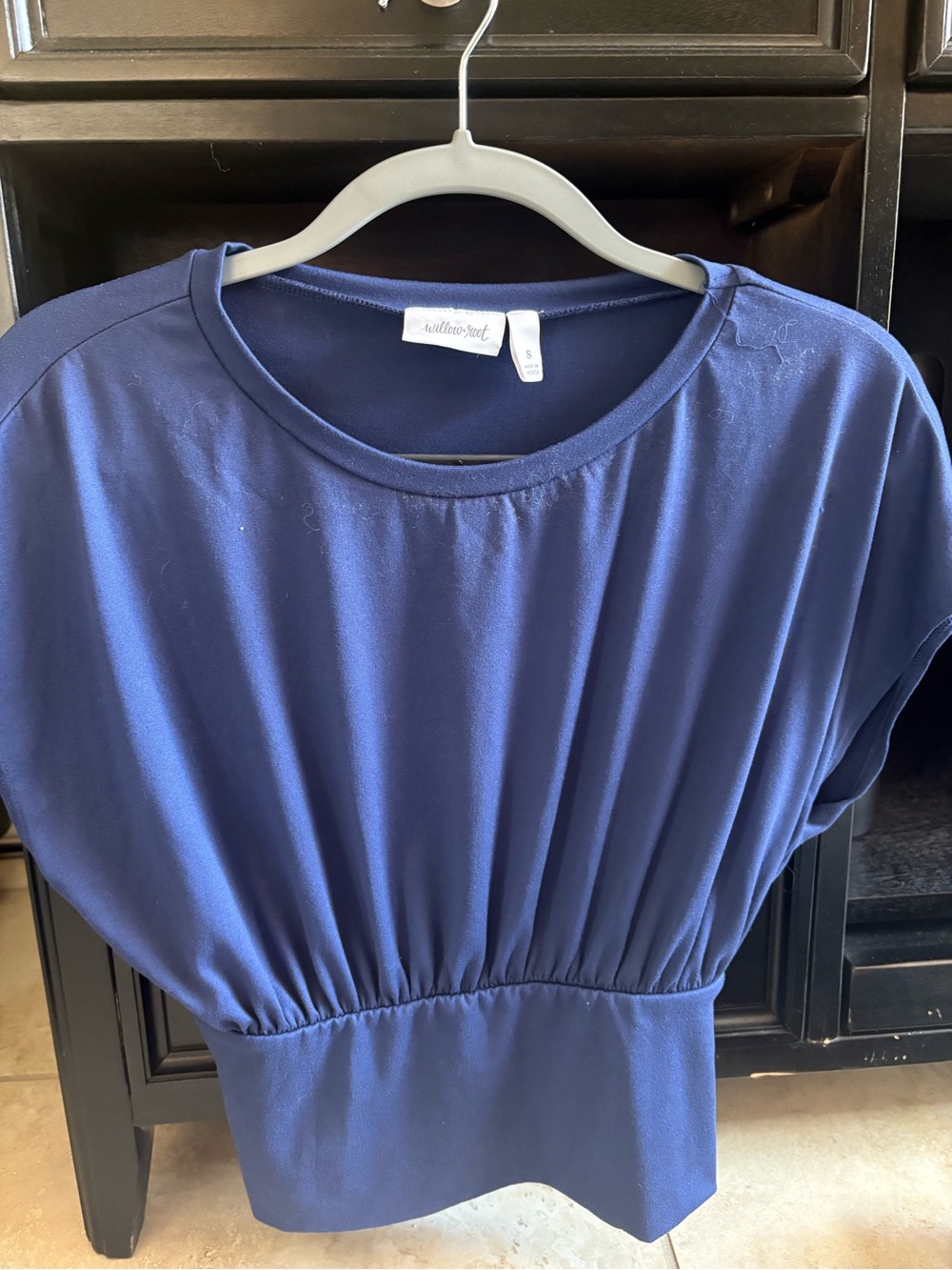 Willow & Clay Deep Navy Gathered-Waist Top